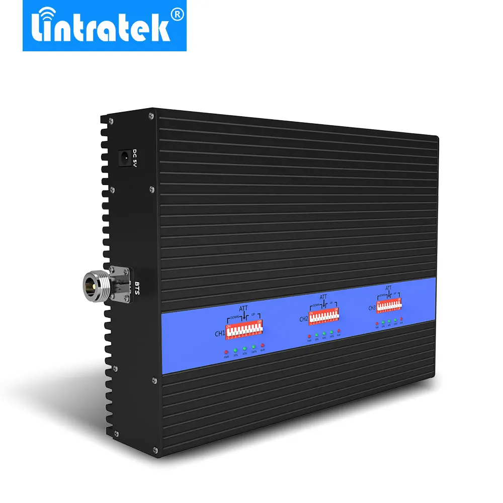 Мощный трехдиапазонный усилитель сигнала Lintratek KW25A Pro 80 дБ GSM 900 МГц UMTS 2100 2G 3G 4G LTE 1800