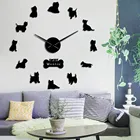 Длинные часы Westie с изображением собак и пород, настенные 3d-часы сделай сам для West Highland Terrier, самоклеящиеся большие акриловые часы с изображением щенков и животных
