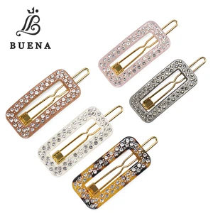 Заколки для волос квадратной формы, с кристаллами, для девочек