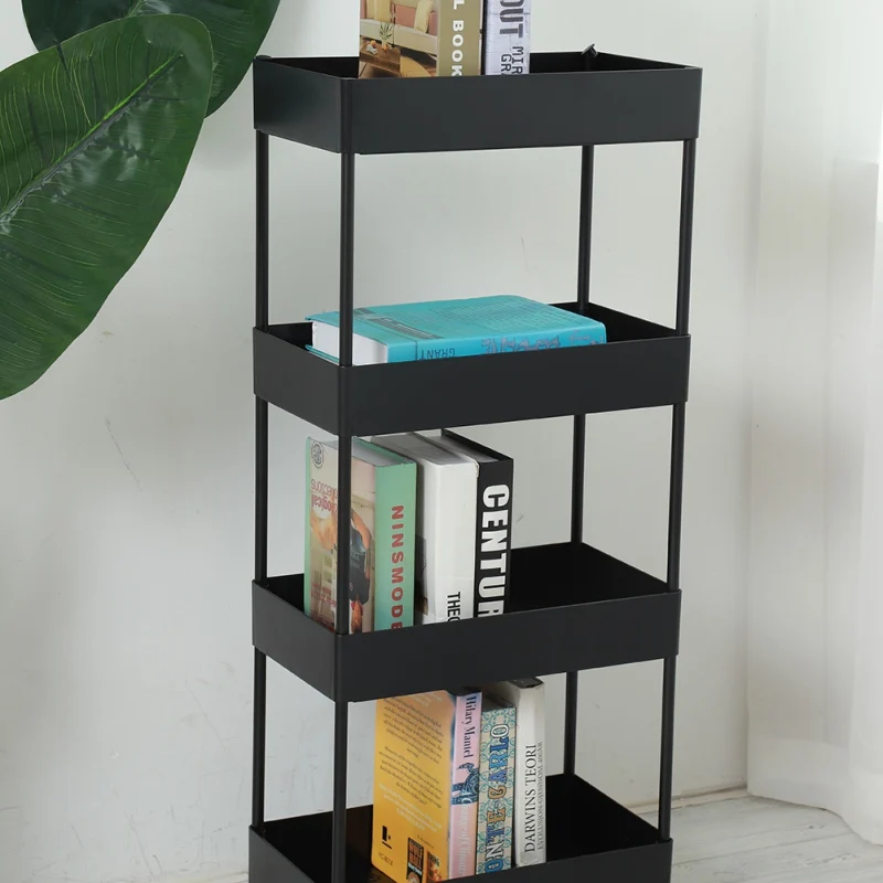 

Multifunctional 4-layer Cart, Black And White Rectangular Groceries Sorting And Sorting, Many LayersStorage Holders & Racks