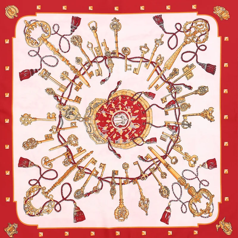 

Summer Red Navy Blue 3 Color 70*70cm Silk Scarf Square Luxury Brand Print Design Handkerchief for Lady Dropshipping