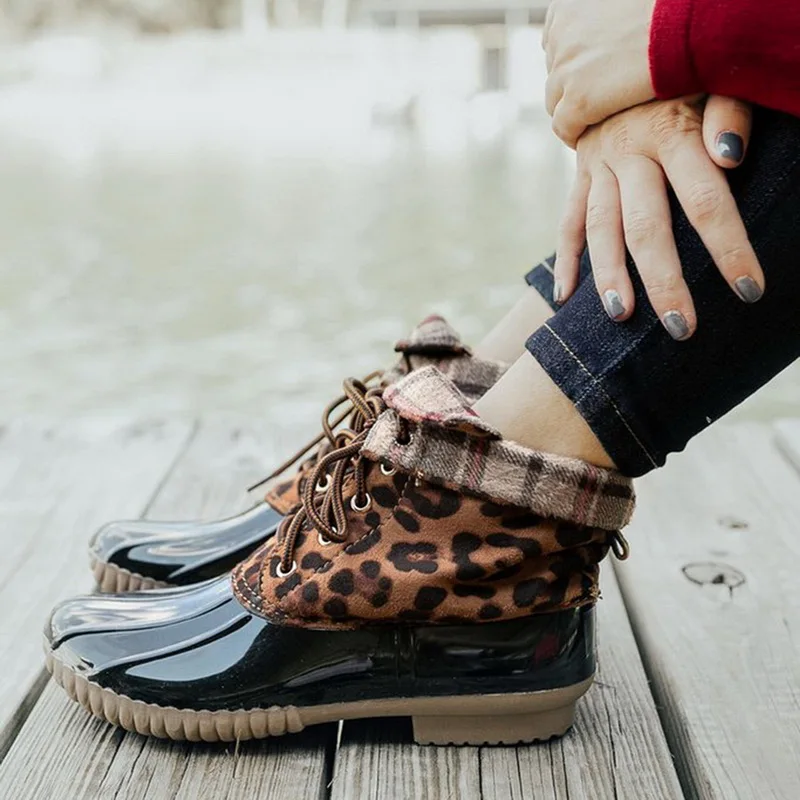 Женские непромокаемые сапоги до середины голени на шнуровке зиму и Рождество 2019 |