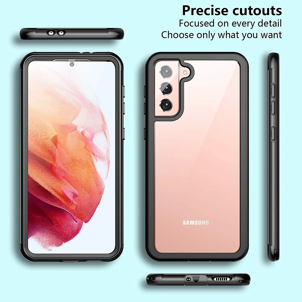 2 in 1 shockproof etui for samsung galaxy s 21 5g 2021 crystal case full protect phone shell for samsung s21 bumper cover coque free global shipping