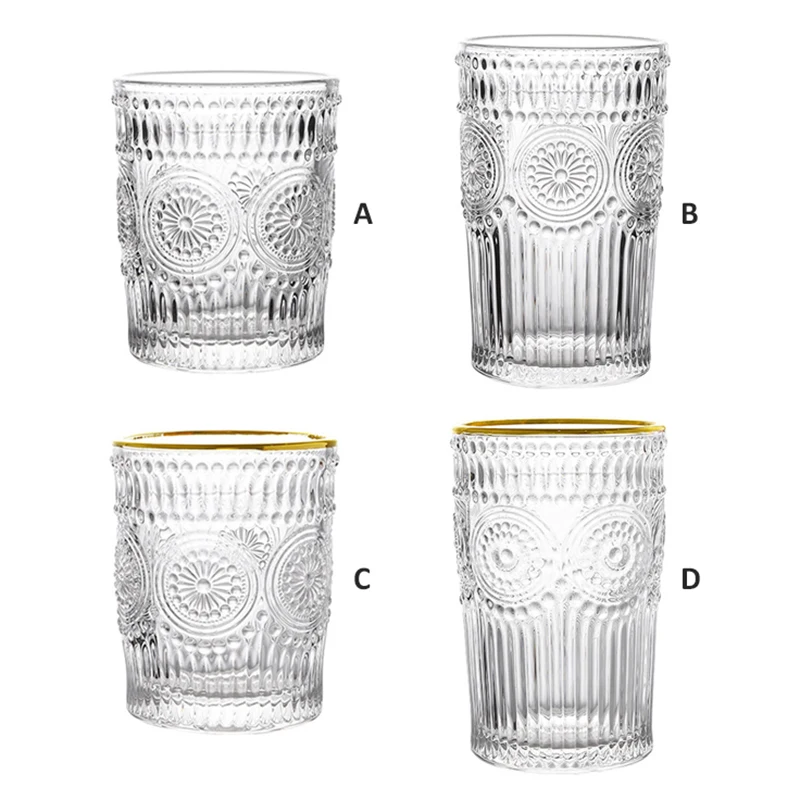 

CXD-Retro Glass Water Cup Coffee Cup Wine Milk Whisky Tea Water Mug Lemon Juice Cup Drinkware Tea Mugs Reusable