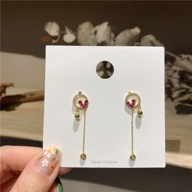 

ZDMXJL 2021 New Fashion Women's Earrings Fine Sweet Heart Long Eardrop Earrings For Women Party Girl Jewelry Gifts Wholesale