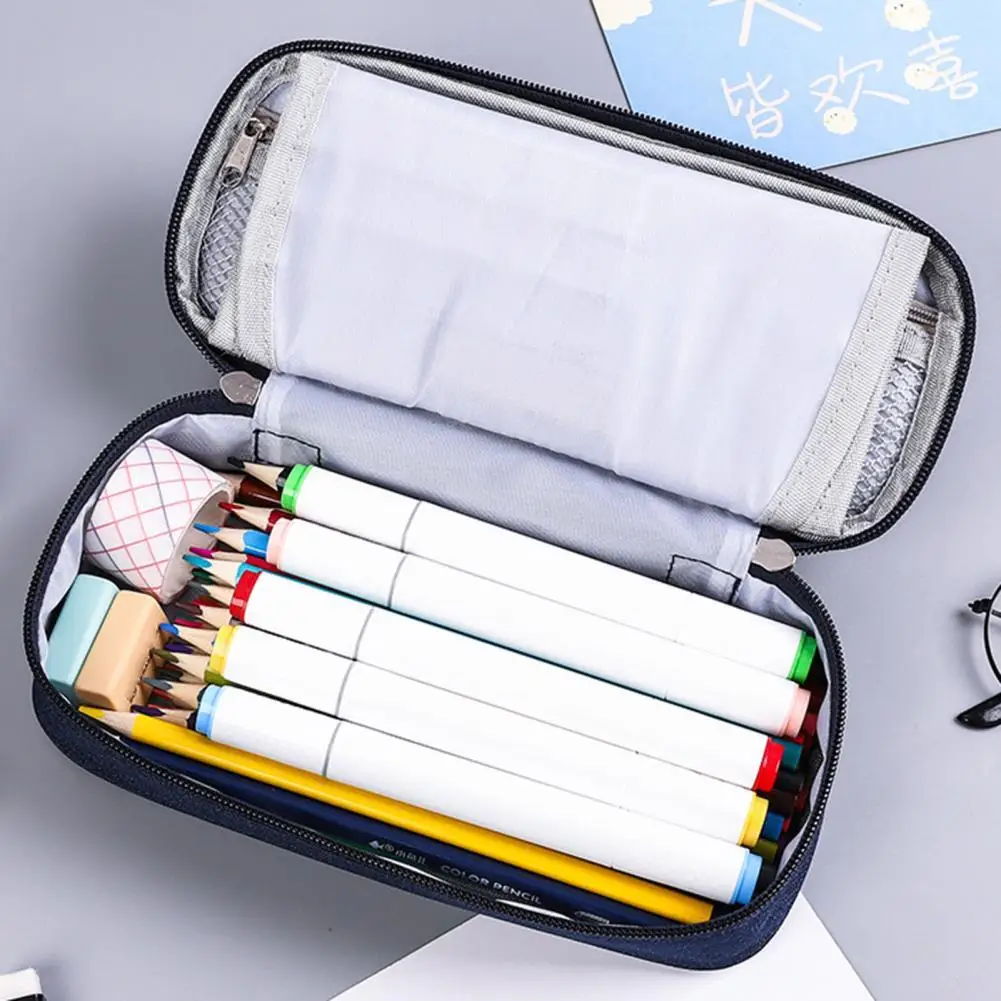 

Pencil Case Large Capacity Multi-Function Canvas Stationery Storage Pouch with Handle Office Supplies Pencil Case