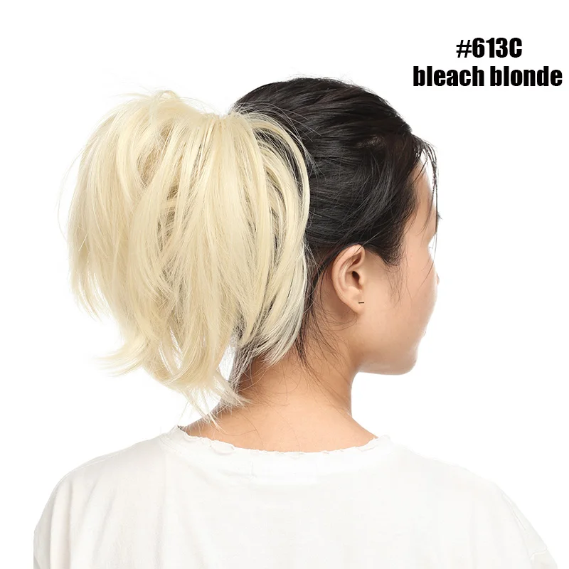 bleach blonde S-noilite грязный конский хвост Сделай Сам короткий Волнистый зажим в Коготь Конский хвост Наращивание волос Синтетические волосы для Updo поддельные волосы для женщин - Цвет: bleach blonde