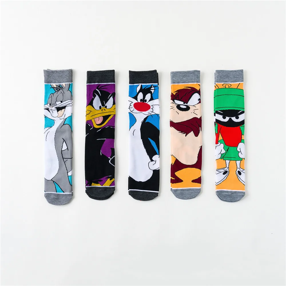 Calcetines deportivos de tubo medio con dibujos de conejos para adultos, calcet&iacute;n con personalidad europea y americana, para chicos mayores de 12 a&ntilde;os, 2021-0
