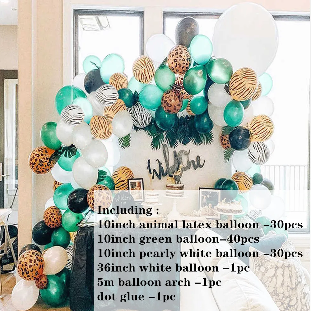 100pcs Jungle Party Balloons Decoration Kit Baby Shower Animal Arch Kids Birthday Balloon Zoo Themed | Дом и сад