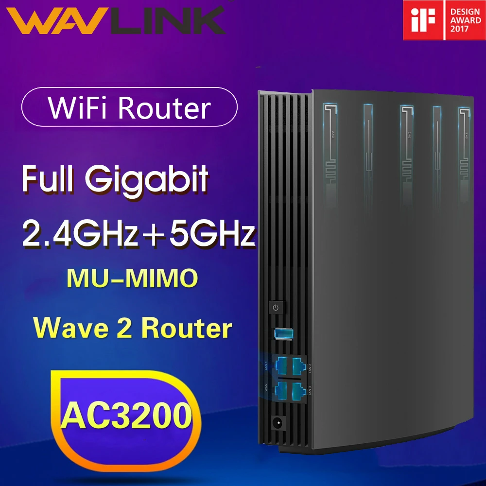 Беспроводной Wi Fi роутер Wavlink полный гигабитный маршрутизатор Wave2 MU MIMO AC3200 репитер