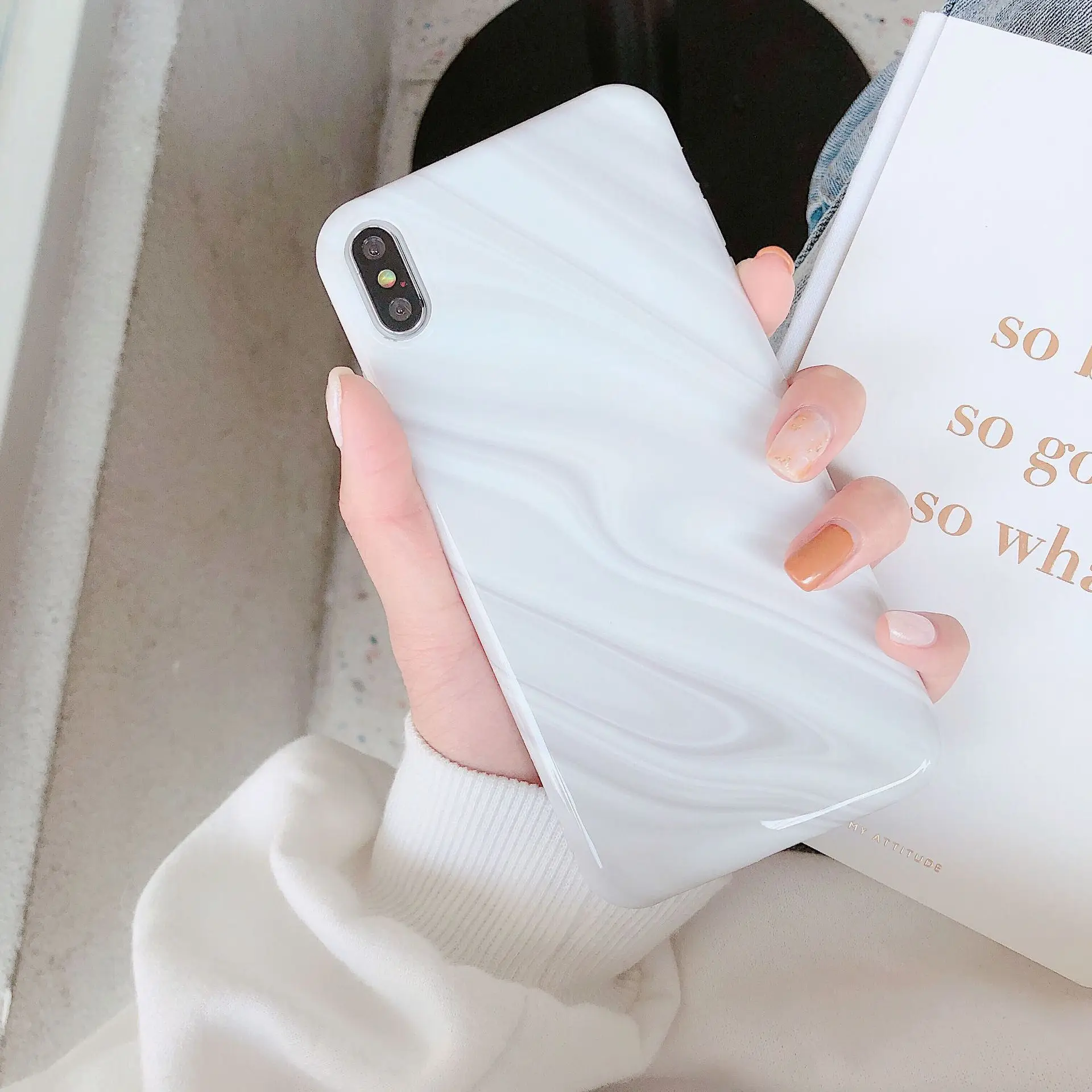 Ретро искусство белый мрамор текстура корейский чехол для телефона iPhone 7 Puls 6 6S 8 X