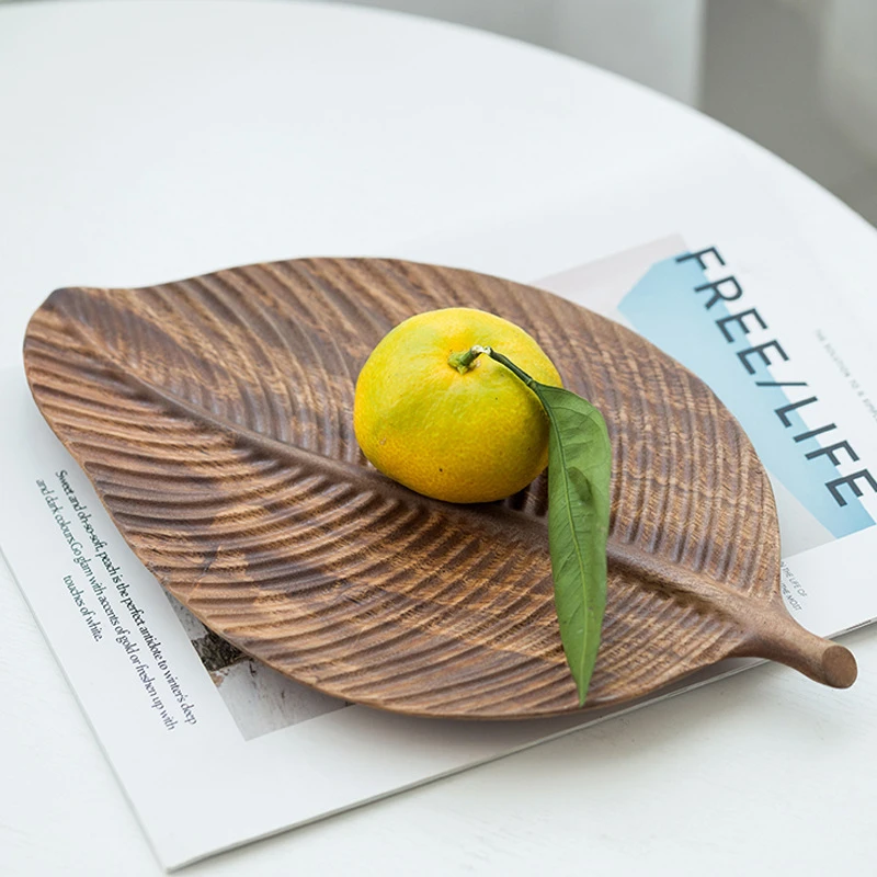 Новый деревянный поднос с рисунком листьев для фруктов искусственный чая