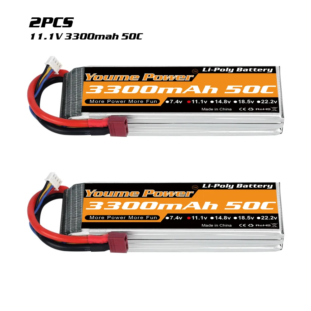 

2 шт. 3S Lipo 11,1 v 3300 мАч аккумулятор с ру с T деканов штекер 50C для RC автомобиль грузовик Truggy самолет Бла (беспилотный летательный аппарат квадрол...