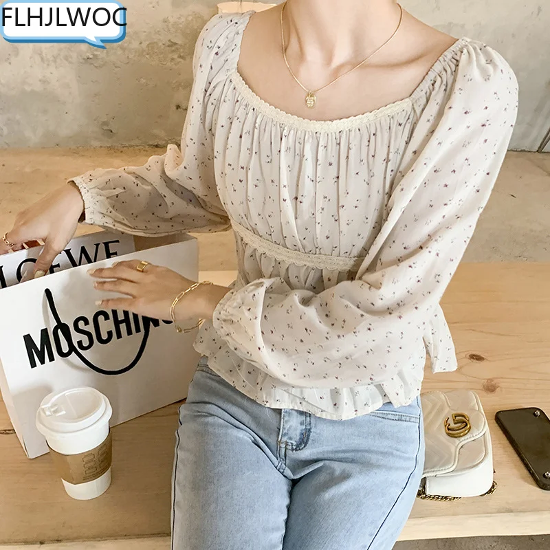 

Chic Korea Off Shoulder Tops Blusas Women 2021 Spring Solid Color Bow Tie Slim Waist A Line Belly Peplum Short Shirts Blouses
