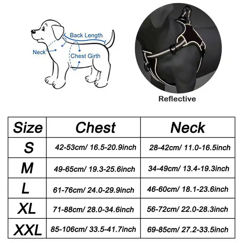 

Dog Harness No-Pull Anti-Tear Adjustable Outdoor Pet Vest Reflective Soft Material Vest Easy Control for Small Medium Large Dogs