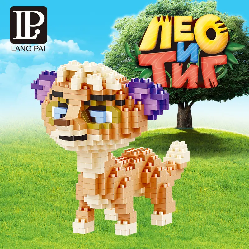 Мини-строительные блоки игрушки из маленьких частиц тигр леопард братья