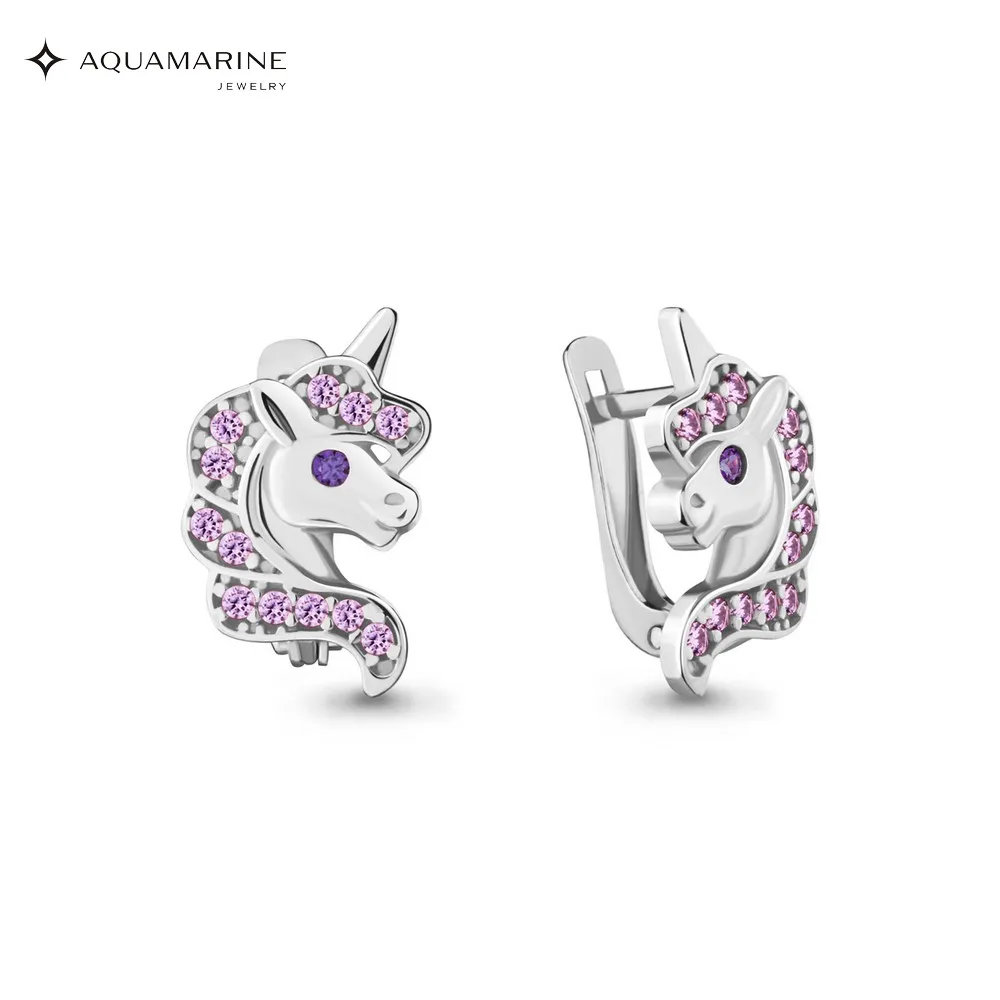 Детские серьги AQUAMARINE без вставок Серебро 925 пробы | Украшения и аксессуары