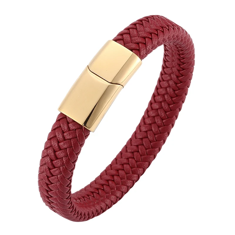Новый товар ювелирные изделия для мужчин и женщин красный плетеный кожаный