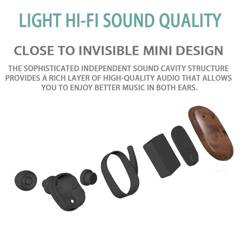 Беспроводные наушники Bluetooth 5,0 с деревянным зерном, спортивные наушники, беспроводные наушники для зарядки, подходят для samsung huawei
