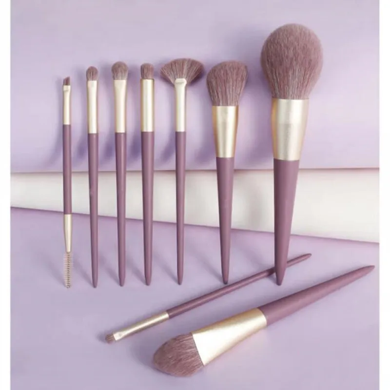 

9PCS Makeup Brushes Set Powder Angled Foundation Eyeshadow Make Up Brush Kits Red Beauty Tools