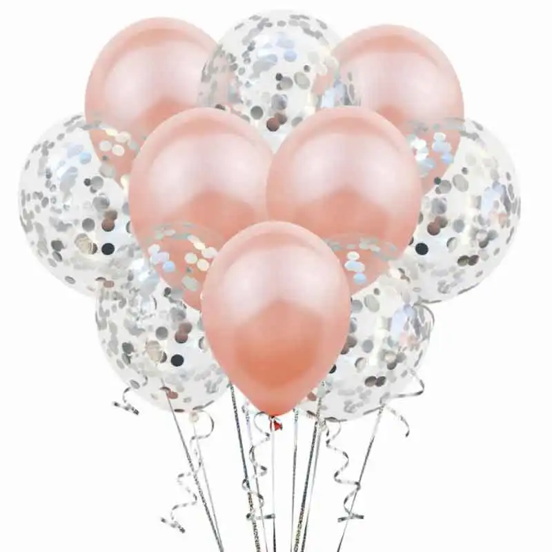 silver rose gold 10 шт./компл. 12 дюймов многоцветный конфетти латексных воздушных шаров с Свадебные украшения шары Baby Shower День рождения Праздничный Декор - Цвет: silver rose gold