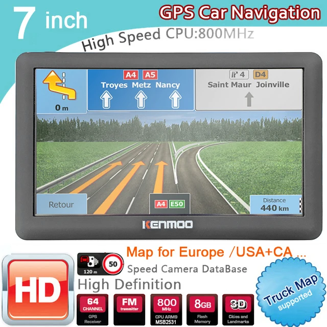7 дюймов HD GPS Портативный навигации 2021 Карты для Европы России автомобиль