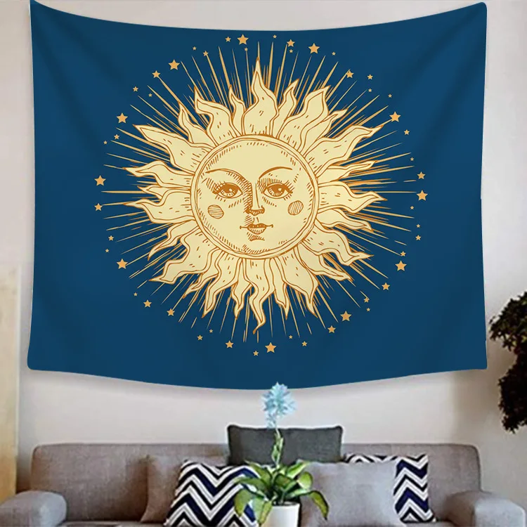 

Yaapeet 1pc Psychedelic Wall Tapestry Retro Moon Wall Hanging Polyester Mandala Home Decor Pretty Indian Hanging Tapestry