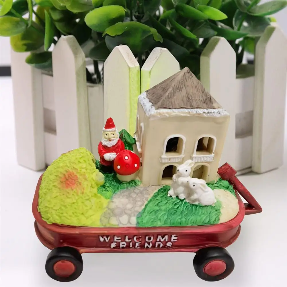 Estatuillas en miniatura de navidad, Mini ornamento de resina de Santa Claus, estatua de casa de jard&iacute;n al aire libre, Patio, adorno de c&eacute;sped para navidad-1