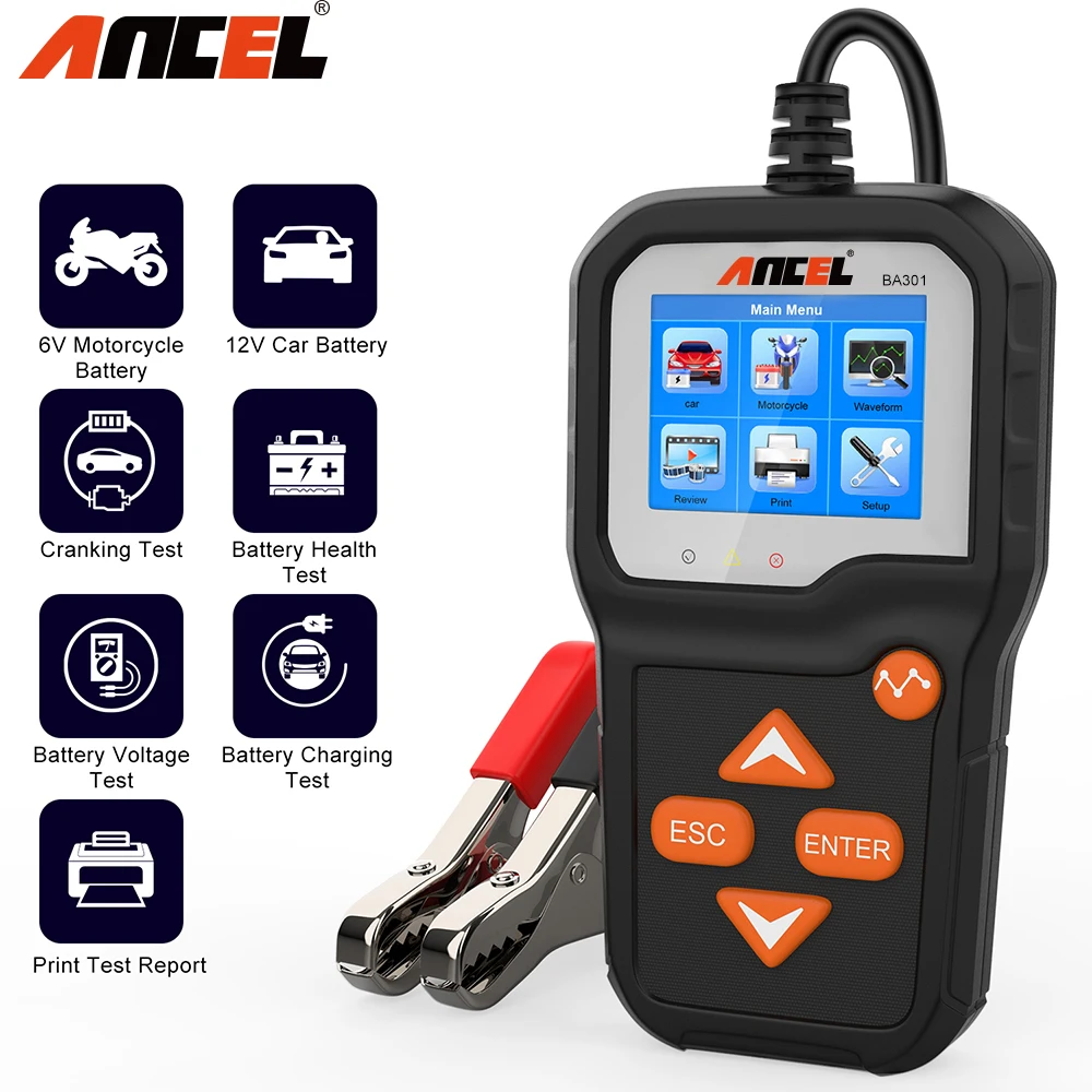 

ANCEL BA301 тестер автомобильного аккумулятора анализатор автомобильный быстрый запуск тестер электрической нагрузки 6 в/12 В тестер автомобильной зарядки аккумулятора инструменты для BST100