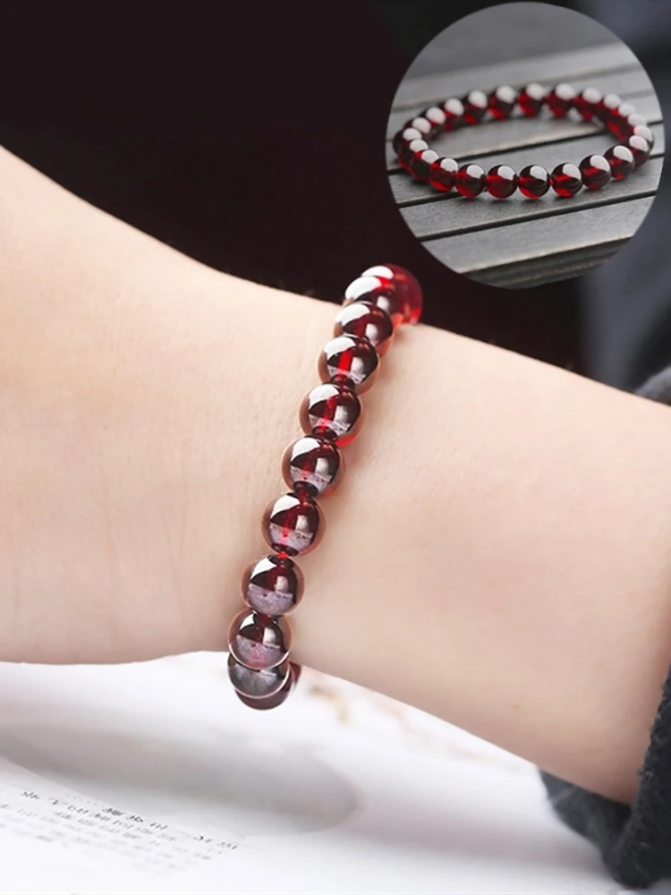 

Natural Stone Handmade Bracelet For Women Men 6-8mm Garnet Beads Bracelets Red Braslet Yoga Meditation Jewelry Friendship gifts
