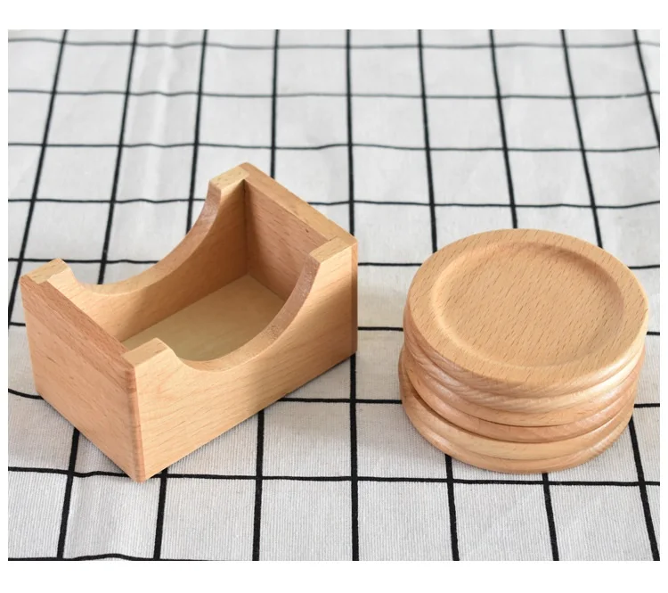 Набор из 10 деревянных подставок для чашек 6 шт. круглых антибликовый