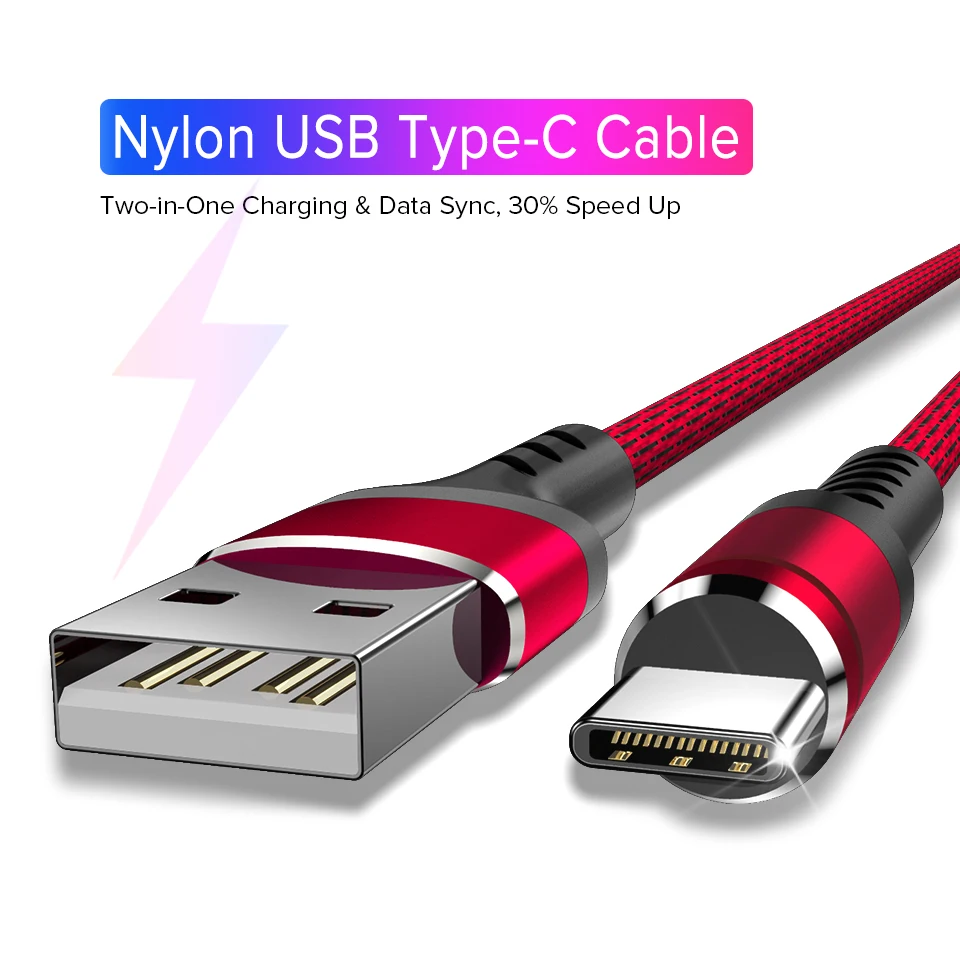 Кабель USB Type C 1 м для мобильного телефона USBC Data Kable Samsung S9 Xiaomi Mi Mix 2S 3 8 Huawei Mate 20 P20 Pro