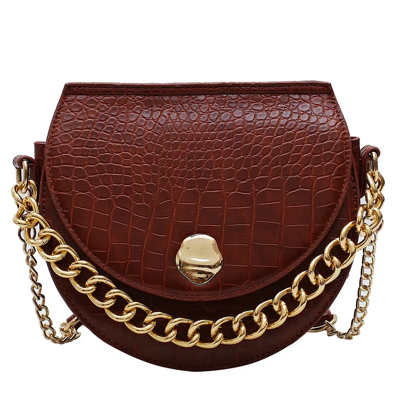 

Female Bag 2020 Luxury Brand Crocodile Pattern Saddle Bag High Quality Lady Designer Handbag Chain Single Shoulder Messenger Bag