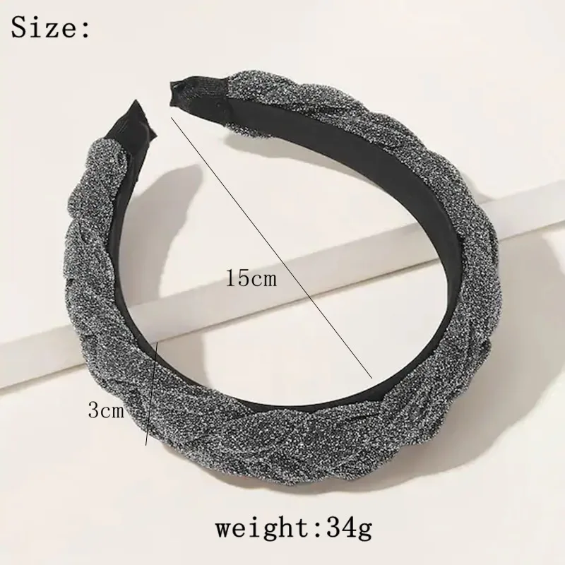 1 шт однотонная плетеная Мягкая повязка на голову для женщин широкая блестящая