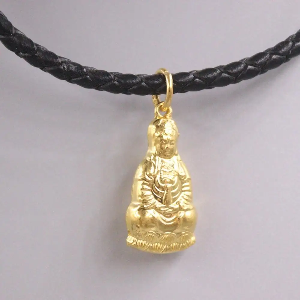 

Gold Jewelry Girl Fox 3D Hard Gold Charms Small Kwan-yin 999 Gold Bless Pendant For Women Man Lucky Bead Lucky Gift