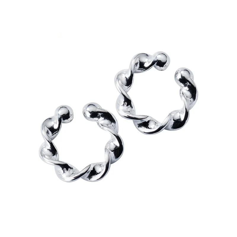 Trusta 100% 925 Sterling Silver Contracted Twist Ear Cuff Clip On Earrings For Women Girl Without Piercing Earings Jewelry DS622 | Украшения