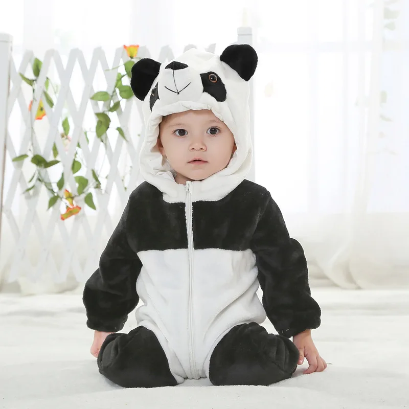 

27kids Cute Panda Romper Baby Winter Clothes Animal Hooded Cartoon Onesie Toddler Boy Girl Pajama Newborn Jumpsuit