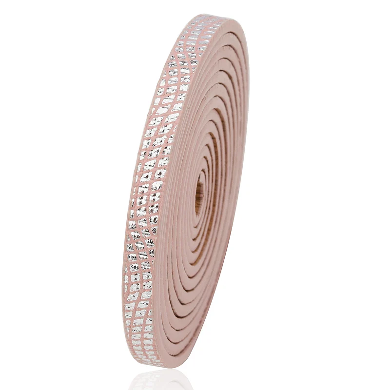 pink 1,2 meter/pcs 5 мм плоский кожаный шнур 10*2 мм кожаный шнур ювелирные аксессуары/материал для бижутерии DIY ручное производство ювелирных изделий - Цвет: pink