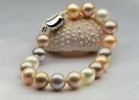 natural 7 5 89 10mm south sea genuine white gold pink mult pearl bracelet aaa