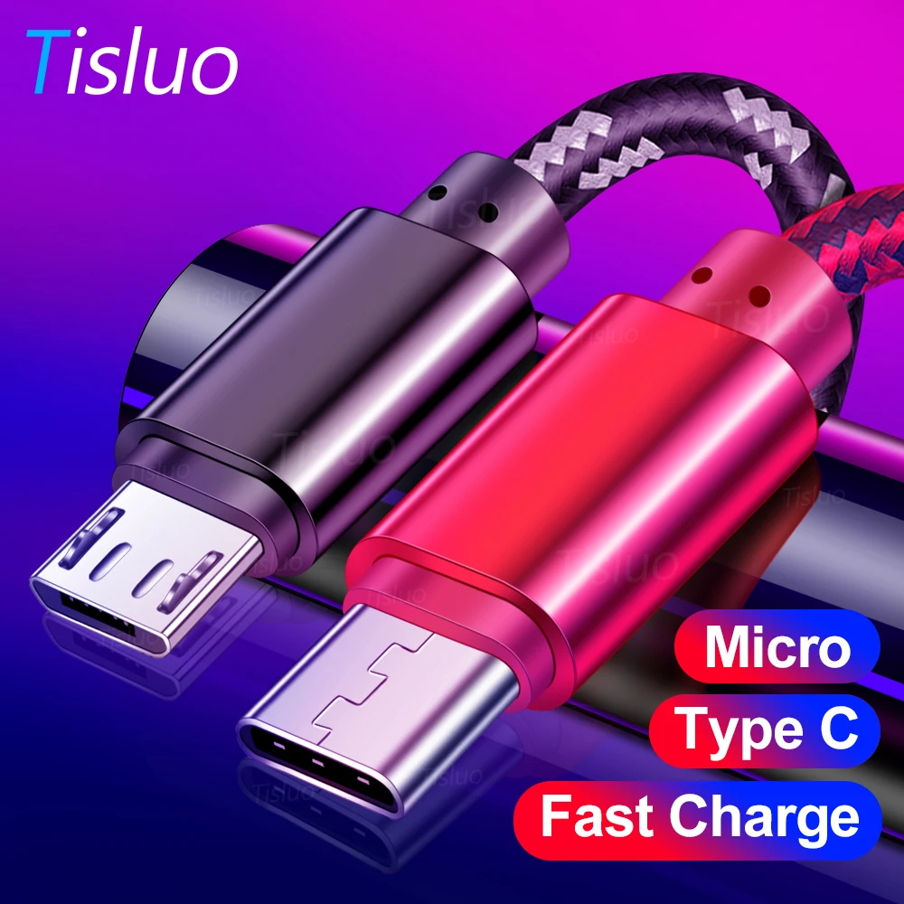 Кабель Micro USB 1 м type-C с нейлоновой оплеткой для синхронизации данных кабель