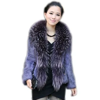new 2021 fashion fur coats plus size real fur coats women rabbit fur coat with raccoon collar outerwear coats free shipping