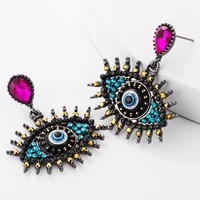 s2261 fashion jewelry dangle evil eye earrings womens rhinstone blue eyes stud earrings