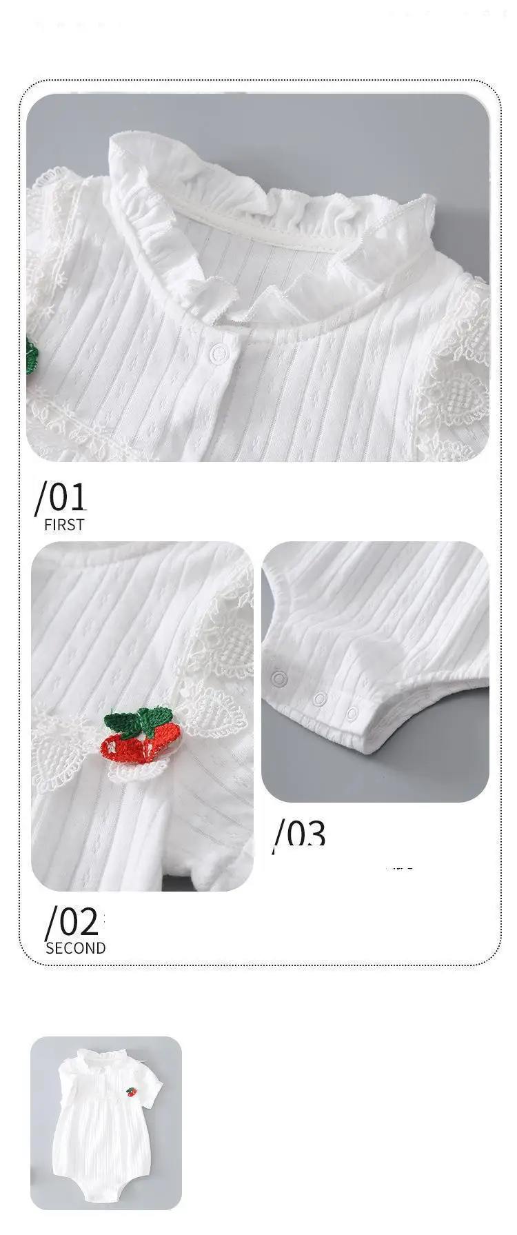 Боди для новорожденного младенца маленькой девочки хлопок цвет белый милый с