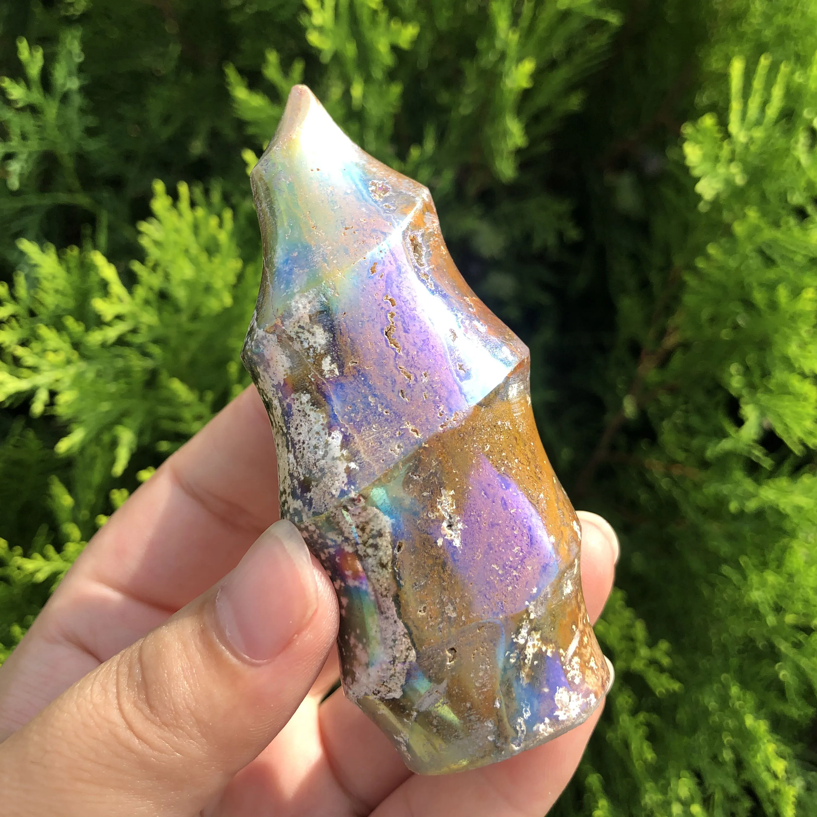 1 шт. Природный аура океан яшма пламя Гальваническое фонарь для украшения