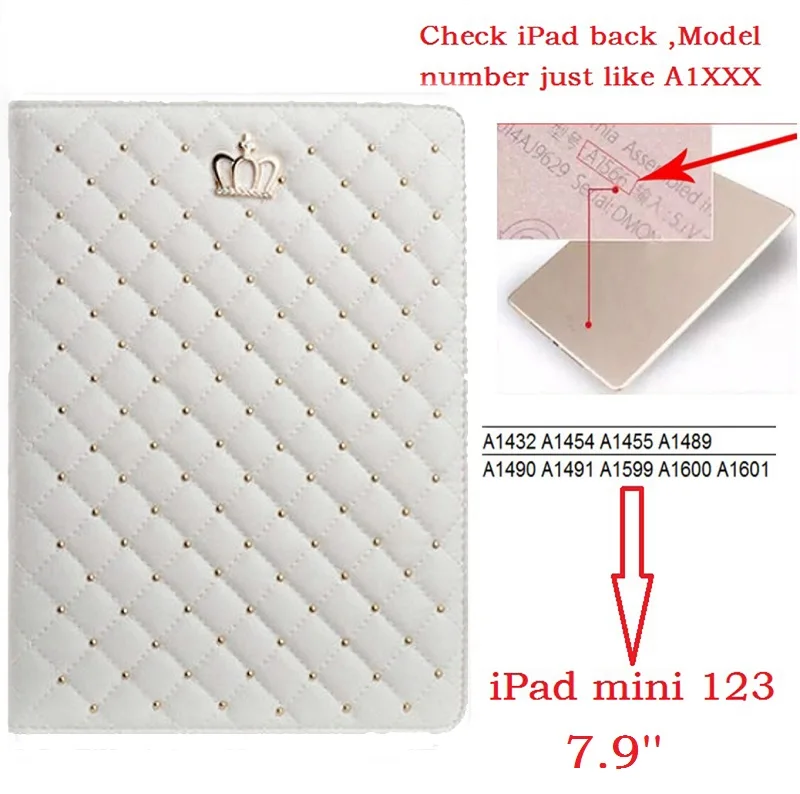 mini123 White 7," Роскошная корона Coque для iPad mini 2 3 Smart Case A1432 A1454 A1490 магнитная искусственная кожа для iPad mini 2 mini 3 Чехол-подставка - Цвет: mini123 White