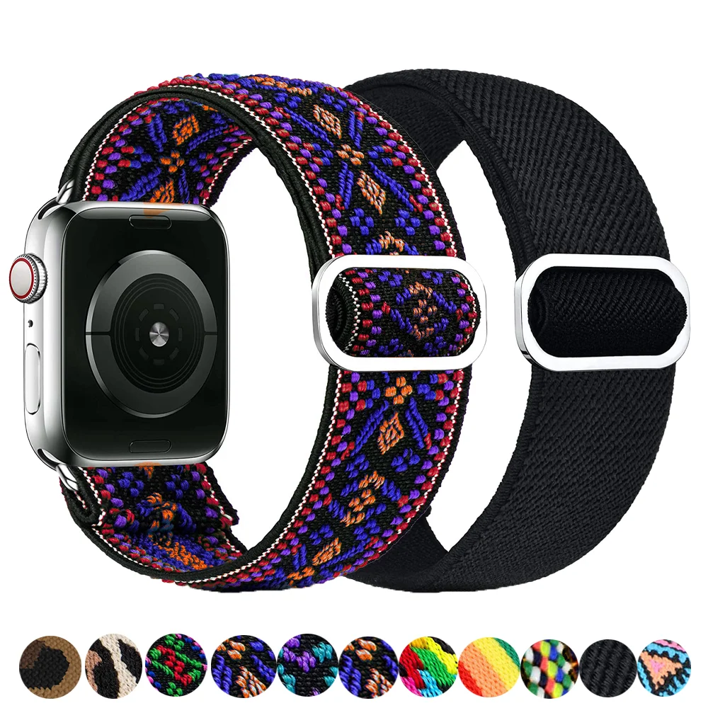 

Scrunchie Strap for Apple watch band 40mm 38mm 44mm 42mm Bohemia Elastic solo loop bracelet iWatch series 3 4 5 se 6 7 45mm 41mm