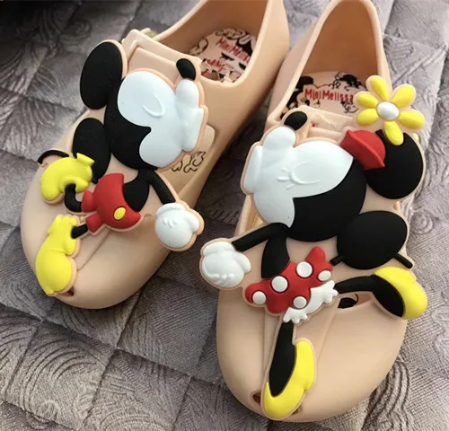 Розовый Mini Melissa/сандалии для девочек; коллекция года; Летняя обувь с рисунком Микки и Минни; прозрачная обувь; сандалии для девочек; нескользящие детские сандалии для малышей - Цвет: Розовый