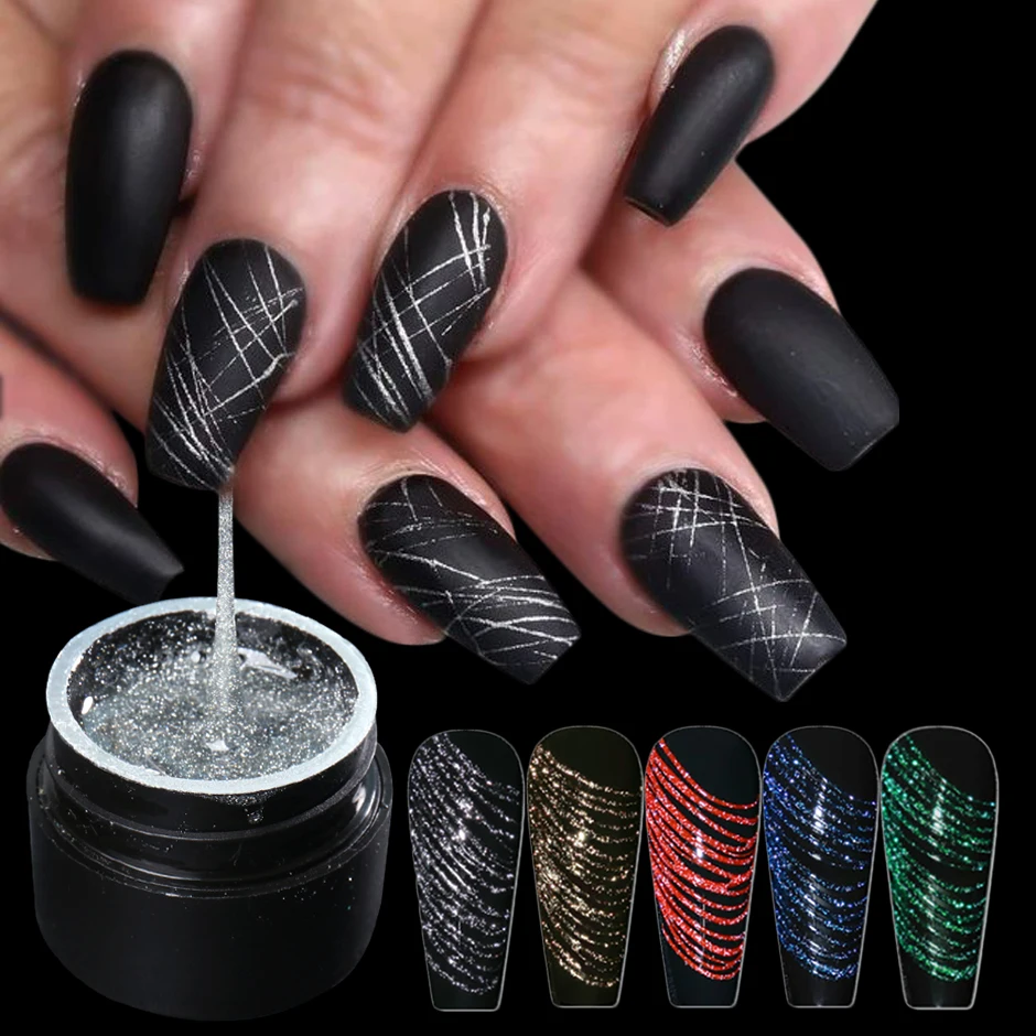 

6ml Super Glitter Spider Nail Painting Gel Polish 3D Drawing Liner Stripe For Manicures Soak Off Gel Varnish Nail Art Tools