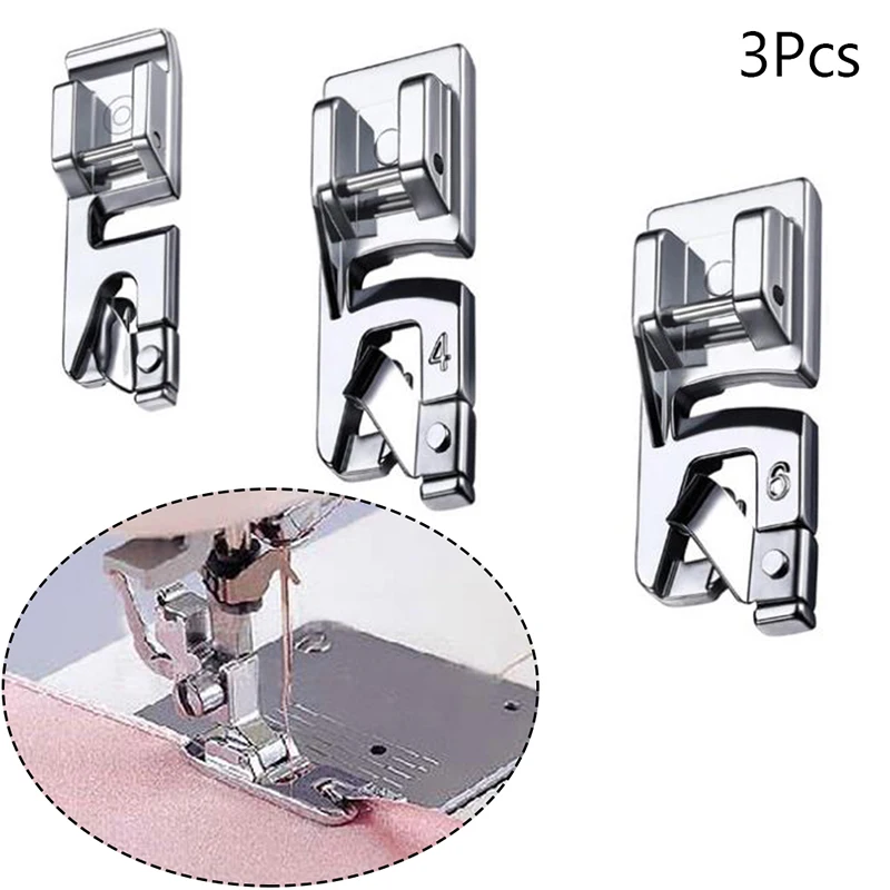 3Pcs Sewing Accessories Narrow Rolled Hem Sewing Machine Presser Foot Set Household Sewing Tools Embroidery Hoop 5BB5569