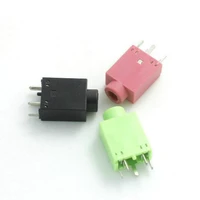10pcs 3 5mm headphone audio connector pj 358 180 degree vertical 5 pin 5p pink green for host chassis socket